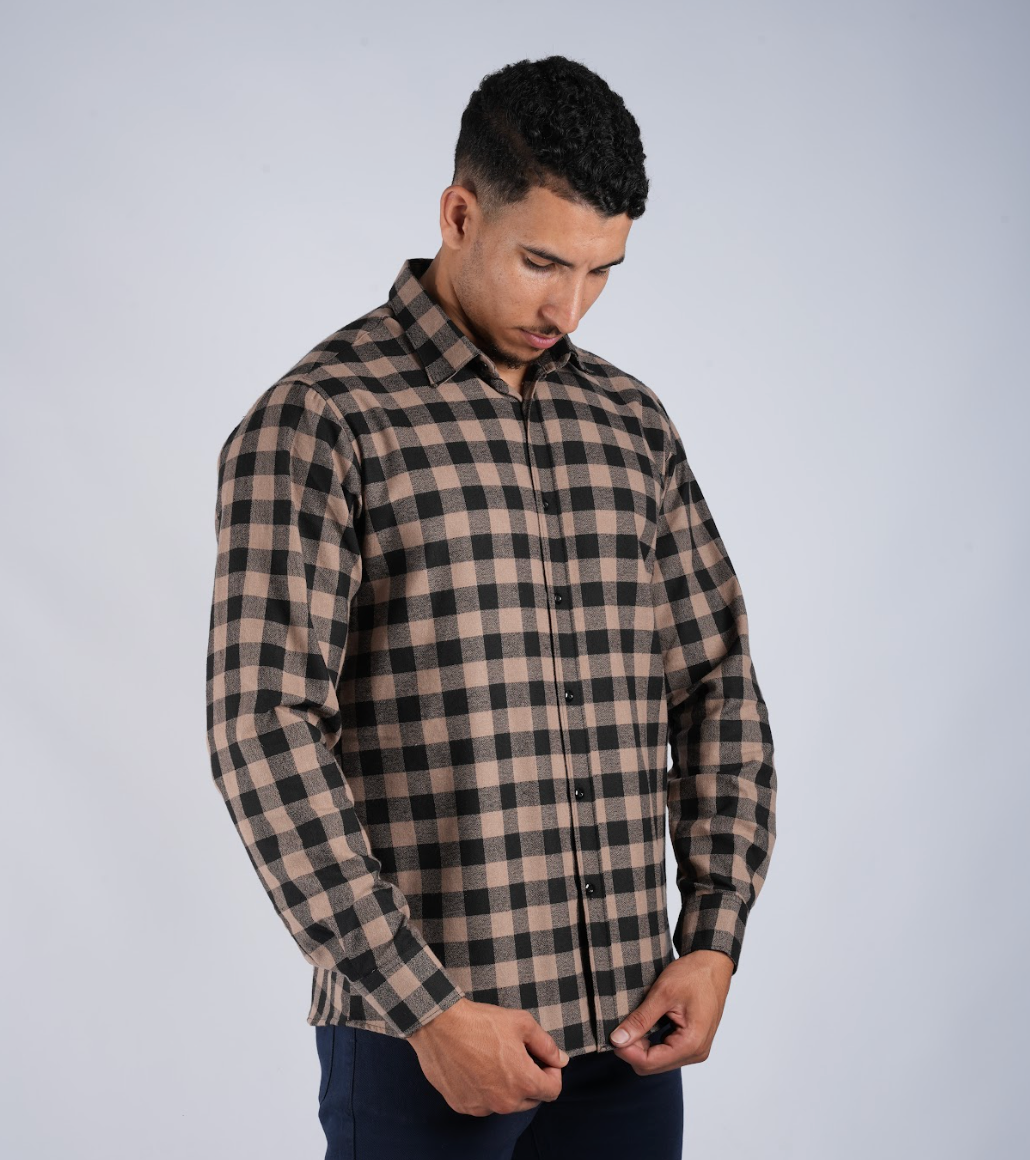 Pack de 3 Chemises Massimo Dutti En Flanelle À Carreaux À Manches Longues Ref-FL3535M ( Blanche + Gris + Beige )