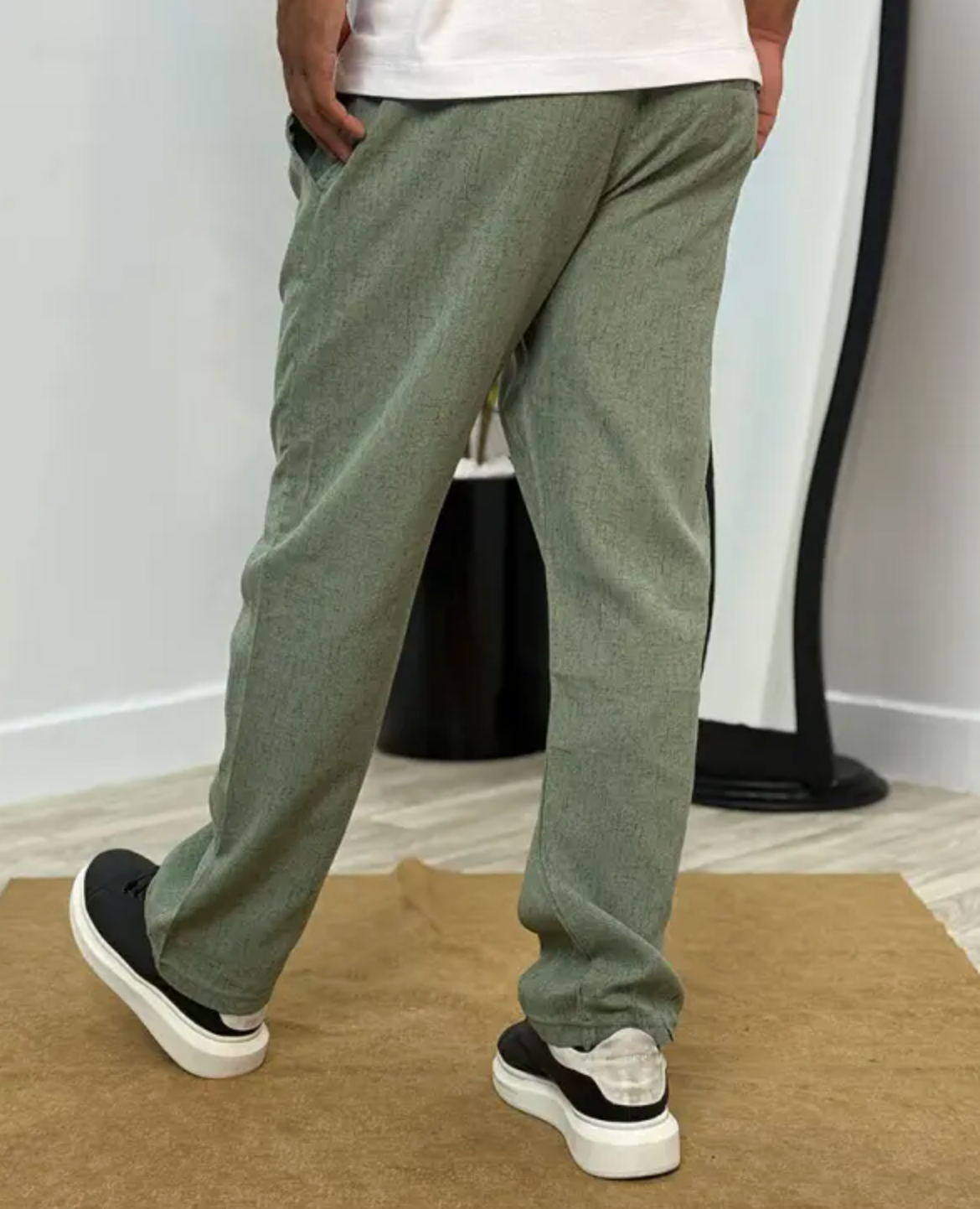 Pack 2 Pantalons en Lin relaxed fit ref-LN91810 ( Beige + Vert Royale )