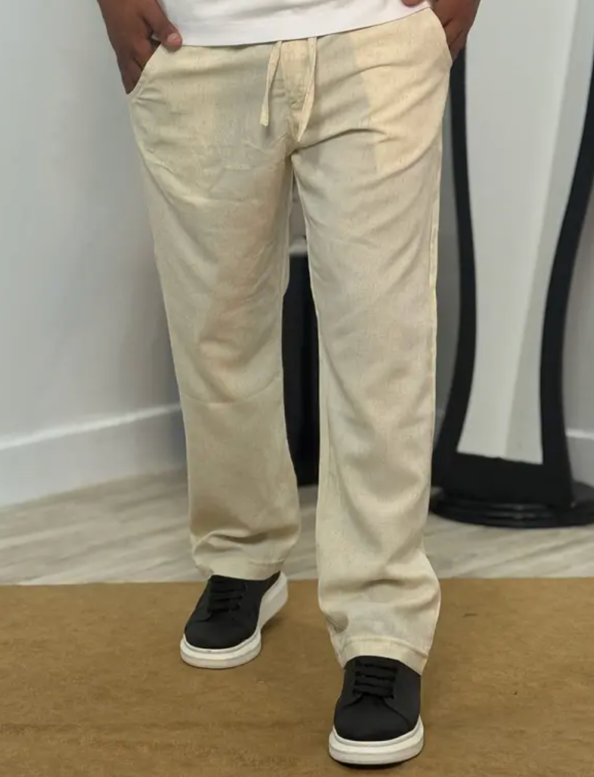 Pack 2 Pantalons en Lin relaxed fit ref-LN91810 ( Beige + Vert Royale )