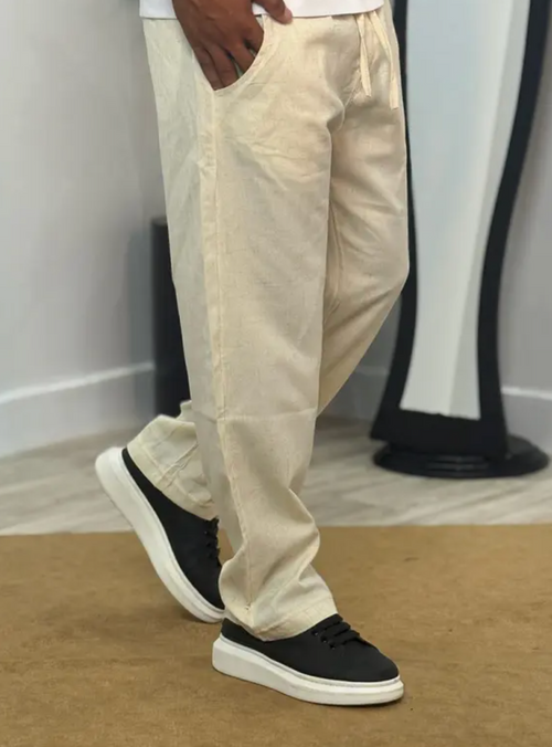 Pack 2 Pantalons en Lin relaxed fit ref-LN91810 ( Beige + Vert Royale )