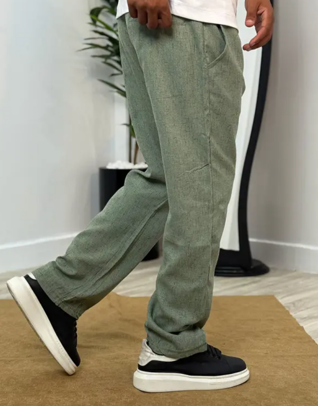 Pack 2 Pantalons en Lin relaxed fit ref-LN91810 ( Beige + Vert Royale )