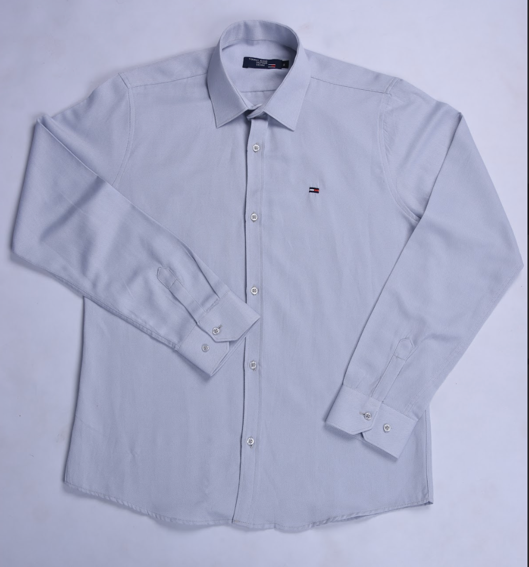 Chemise Tommy Oxford coton piqué Ref-Pc07810 ( Bleu roi )