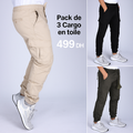 Pack de 3 Cargo en toile Ref-Pck93122 ( Noir+Beige+Vert Militaire)