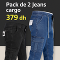 Pack de 2 Jeans cargo Coupe relax Ref-CR9886V ( Noir +Bleu Foncé)