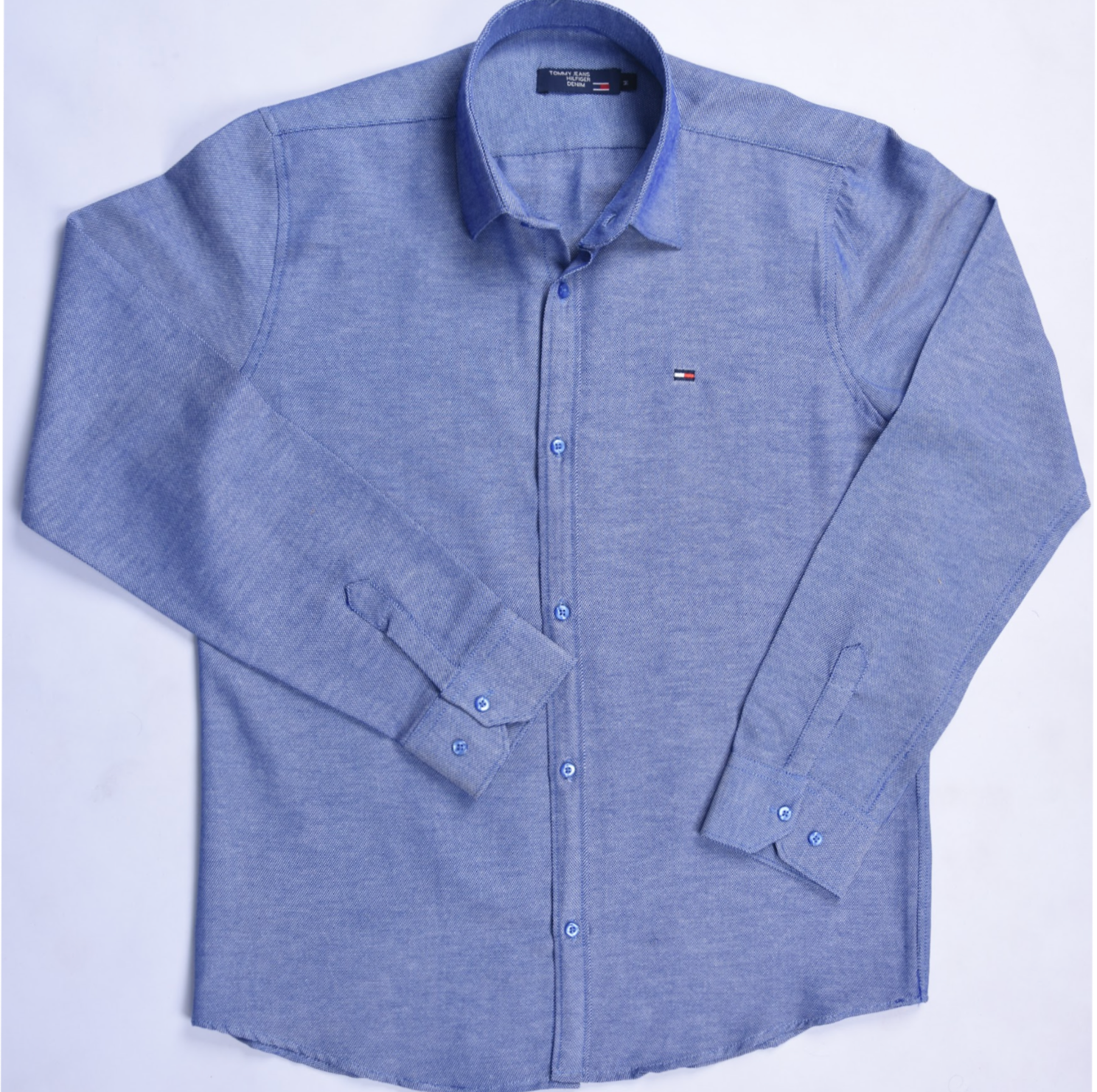 Chemise Tommy Oxford coton piqué Ref-Pc07810 ( Bleu roi )