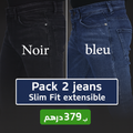 Pack 2 jeans Slim Fit extensible Ref-SM54201H ( Noir + Bleu delavé )